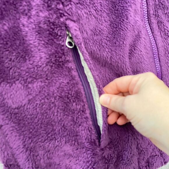 North Face Fleece Jacket Full Zip Purple Pockets Fuzzy Cozy Womens Medium - Picture 5 of 15
